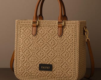 Faifat Crochet Tote Bag: Luxury Handmade Yarn Fashion Bag