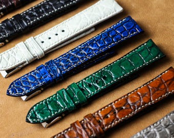 Correa de reloj de cocodrilo hecha a mano, serie "The Roundy"