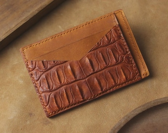 Special croco hornback tan/havana cardholder by Toni Craft