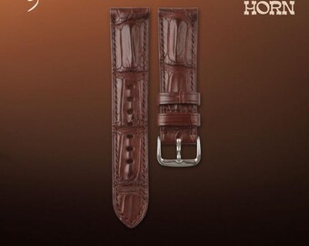 Handmade Crocodile Watch Strap: Dark Brown, Custom Size (S/M/L)