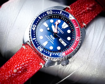 Cinturino per orologio in pelle di razza fatto a mano, serie "The Solid Crown"