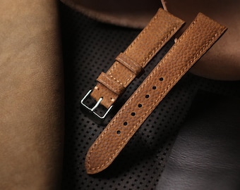 Handmade Cow Leather Watch Strap "The Dollaro Peanut" by Toni Strap Custom Size, Men's Gift