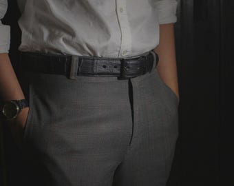 Croco Belt 4cm in Black by Toni Craft