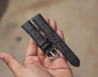 Handmade Crocodile Watch Strap "The Matteblack"