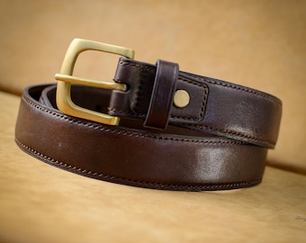 Double belt dark brown (vegtan) 3,5 cm by Toni Craft