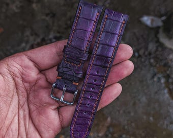 Handmade Croc Watch Strap "The Purple Croco"
