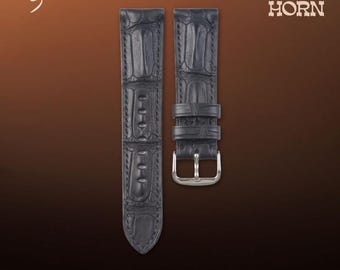 Handmade Crocodile Watch Strap "The Fakehorn Black"