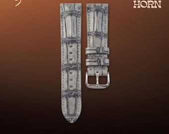 Handmade Crocodile Watch Strap: Grey, Custom Size, Men's Gift