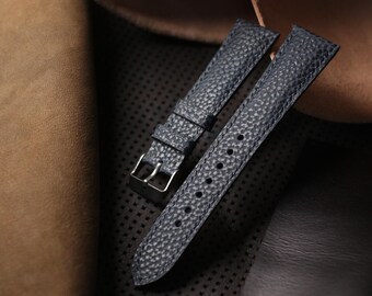 Handmade Cow Leather Watch Strap "The Dollaro Grey"  Free Custom Size, Men's Gift