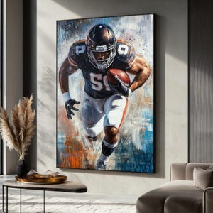 American Football Player Canvas Painting, Sports Art, Football art Print, Sports Lover Home Decor, Gift for Him, Football Artwork