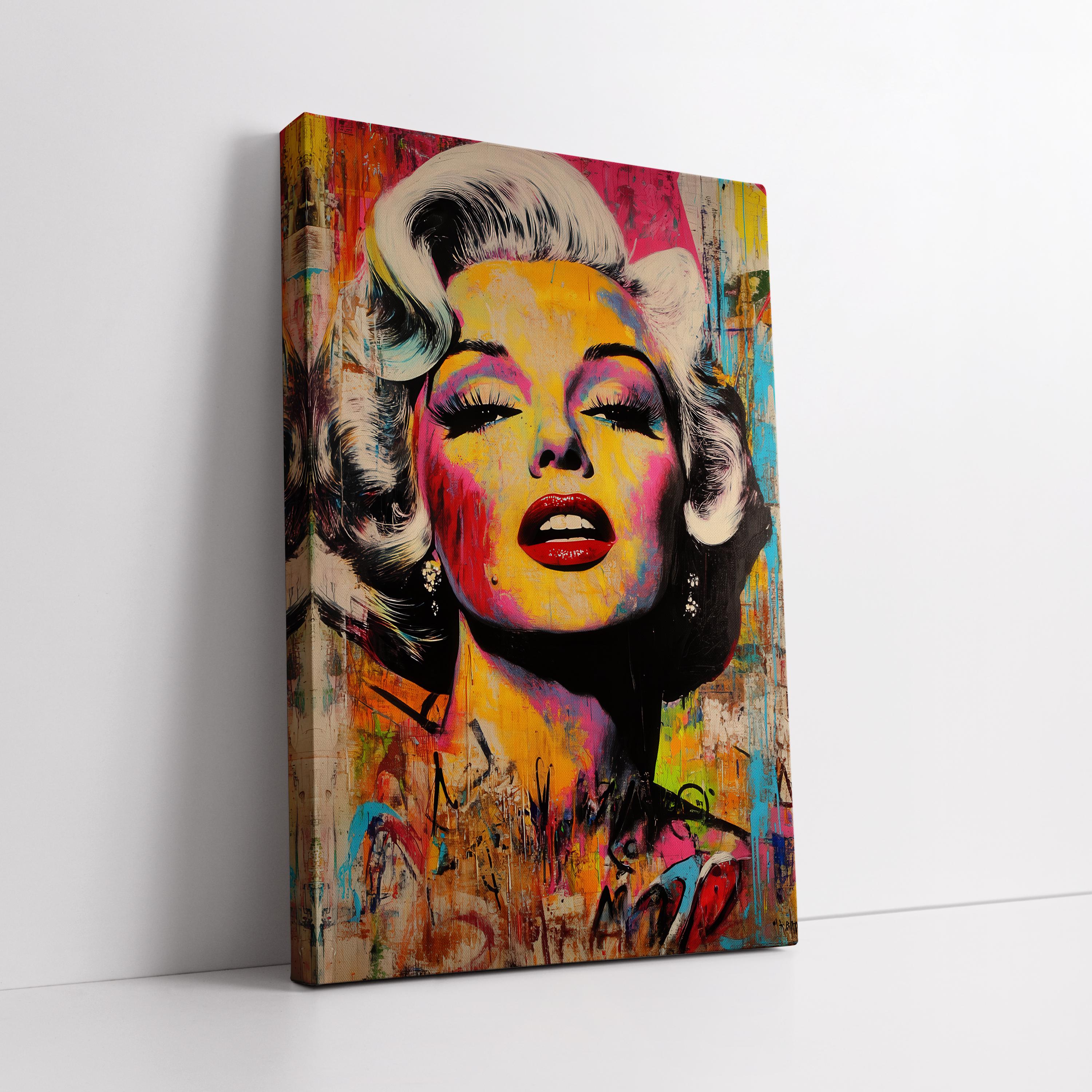 Marilyn Monroe Pop Art Canvas Painting, Colorful Celebrity Wall Decor ...