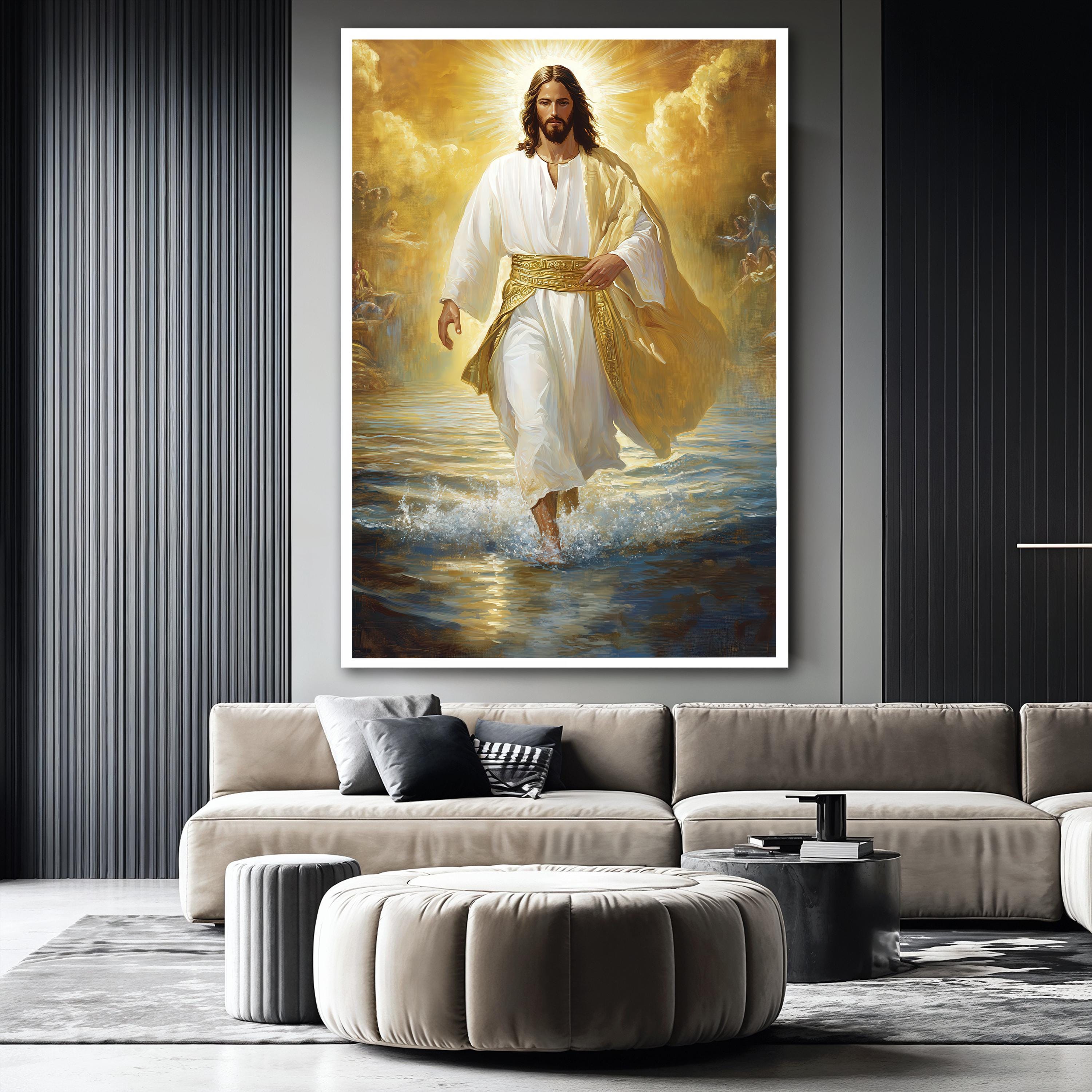 Jesus Christ Walking on Water Canvas Painting, Religious Wall Art ...