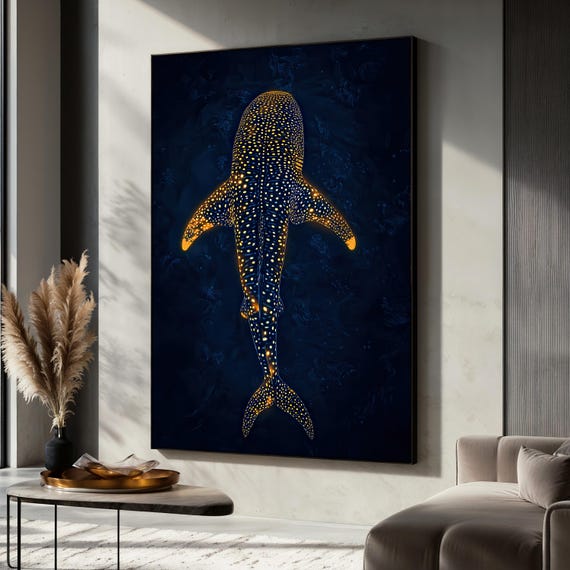 Vintage Shark Canvas Wall Art - Nautical Ocean Decor For Coastal Home, Office, Or Beach House