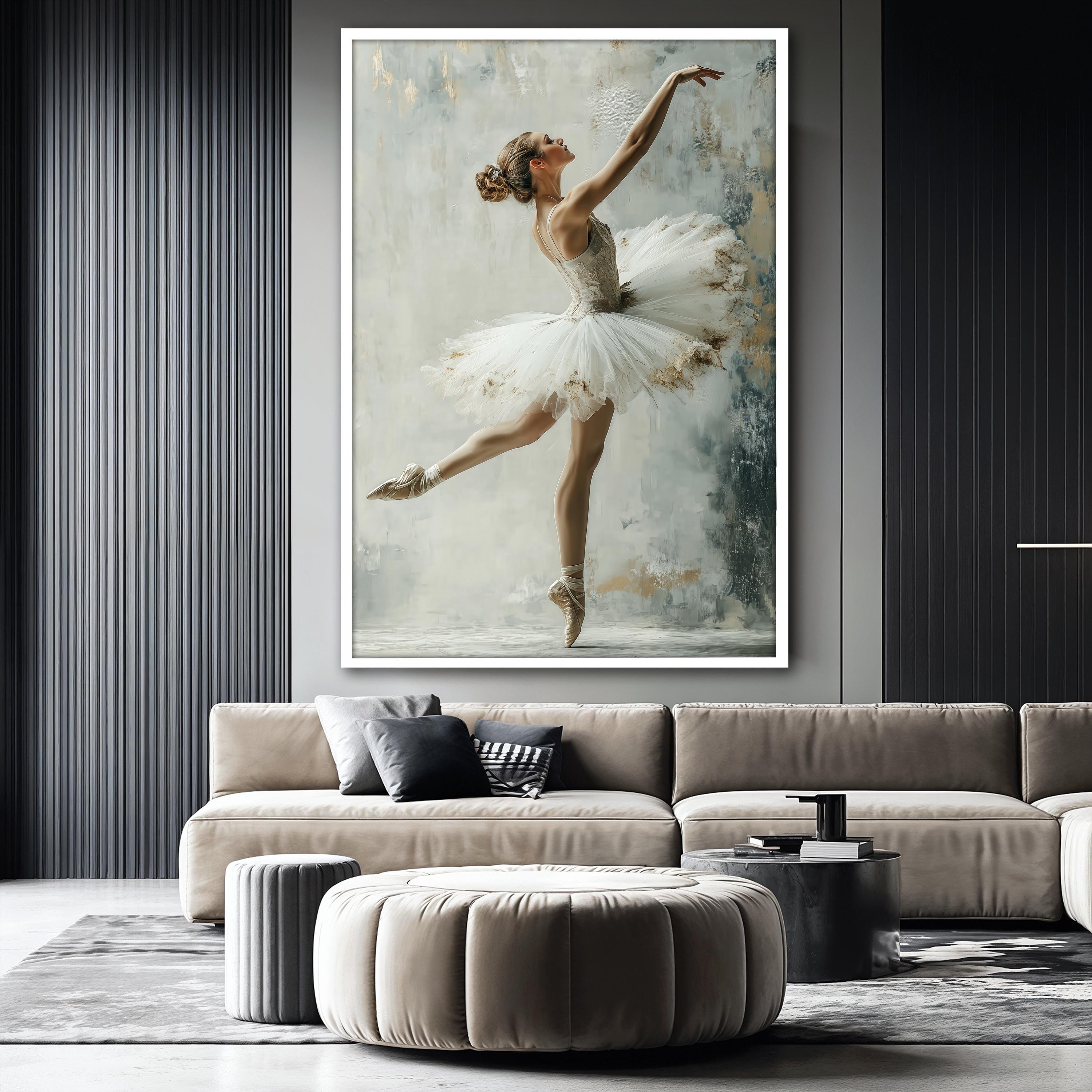 White Ballerina Canvas Painting, Elegant Ballet Wall Art for Living ...