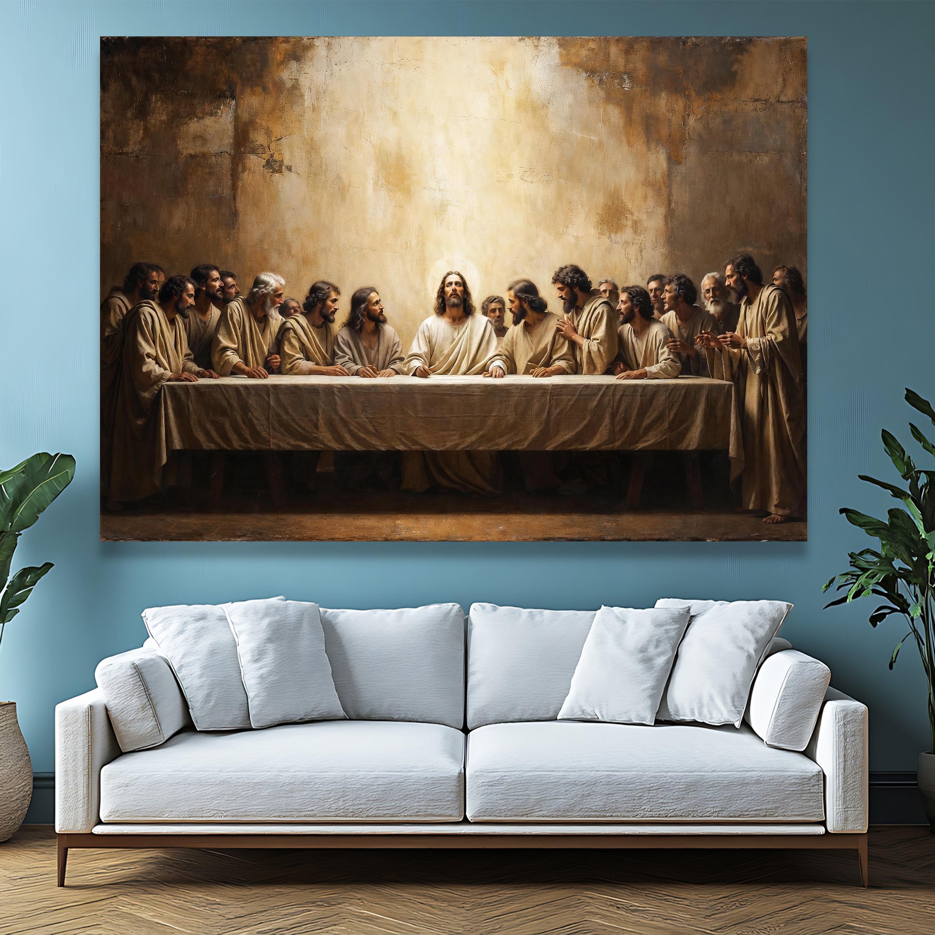 The Last Supper Canvas Wall Art, Jesus and Disciples Religious Painting ...