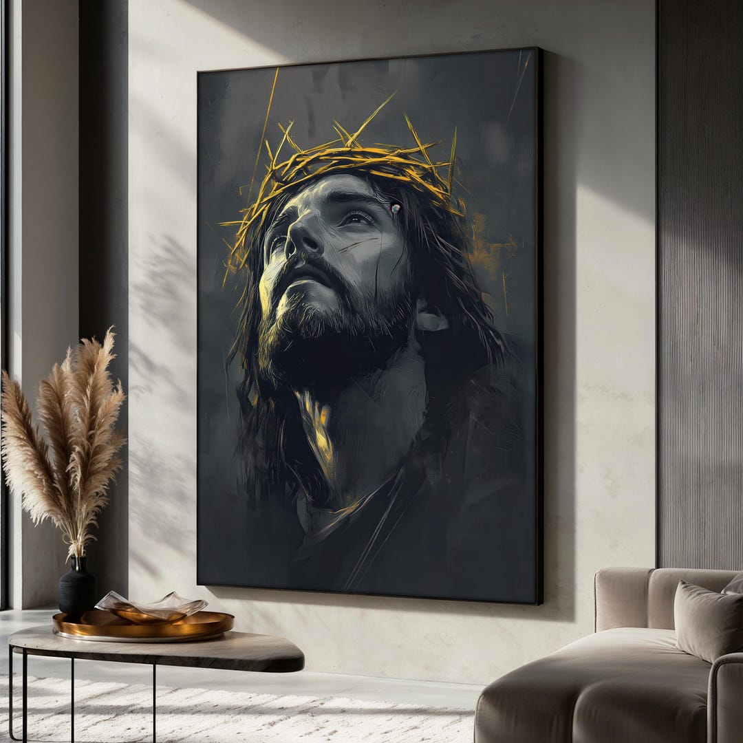 Crown of Thorns Jesus Canvas Painting, Christian Wall Art, Religious ...