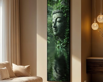Zen Buddha Wall Art, Large Buddha Canvas, Tranquil Buddha Wall Decor, Spiritual Meditation Artwork, Asian Spiritual Home Decor, Unique Gift