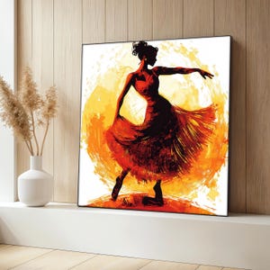 Flamenco Dancer Canvas Painting, Red Dress Spanish Dance Wall Art, Passionate Woman Art Print, Luxury Home Decor, Perfect Gift Idea