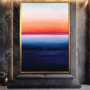 Mark Rothko Sunset Horizon Canvas – Vibrant Abstract Color Field Painting with Custom Frame Options for Modern Decor and Gift Ideas