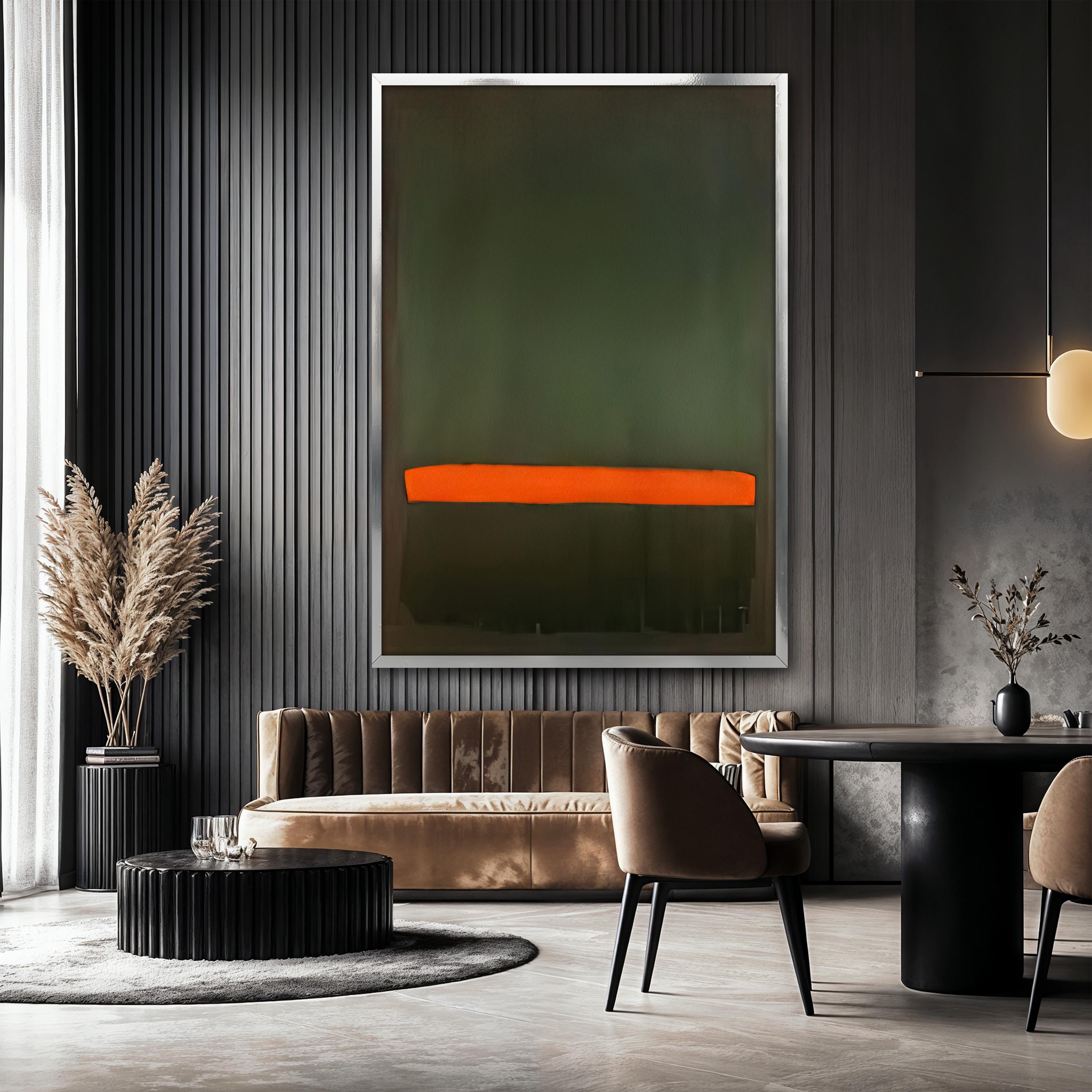 Mark Rothko No.15 1964 Canvas Painting, Two Greens and Red Stripe