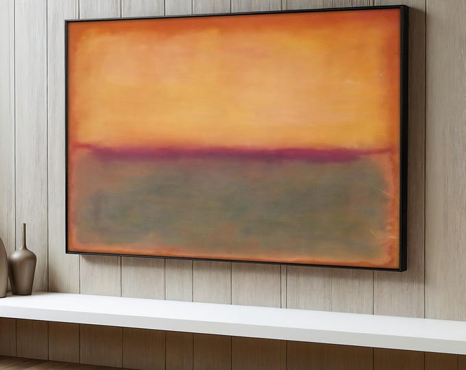 Mark Rothko Canvas Painting, Soft Orange And Green Abstract Wall Art, Modern Color Field Print, Calm Minimalist Decor, Elegant Art Gift