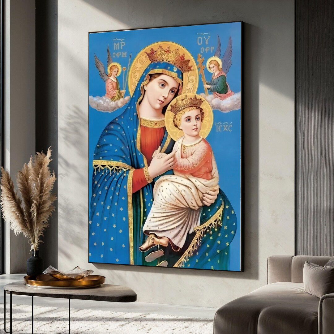 Virgin Mary and Jesus Canvas Art, Byzantine Religious Wall Art ...