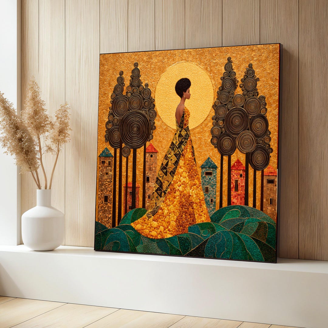Gustav Klimt Golden Lady Canvas, Modern Abstract Woman Wall Art ...