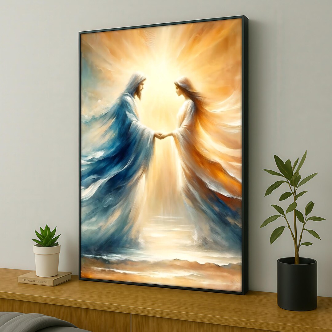 Jesus and Mary Canvas Painting, Spiritual Christian Wall Art With ...