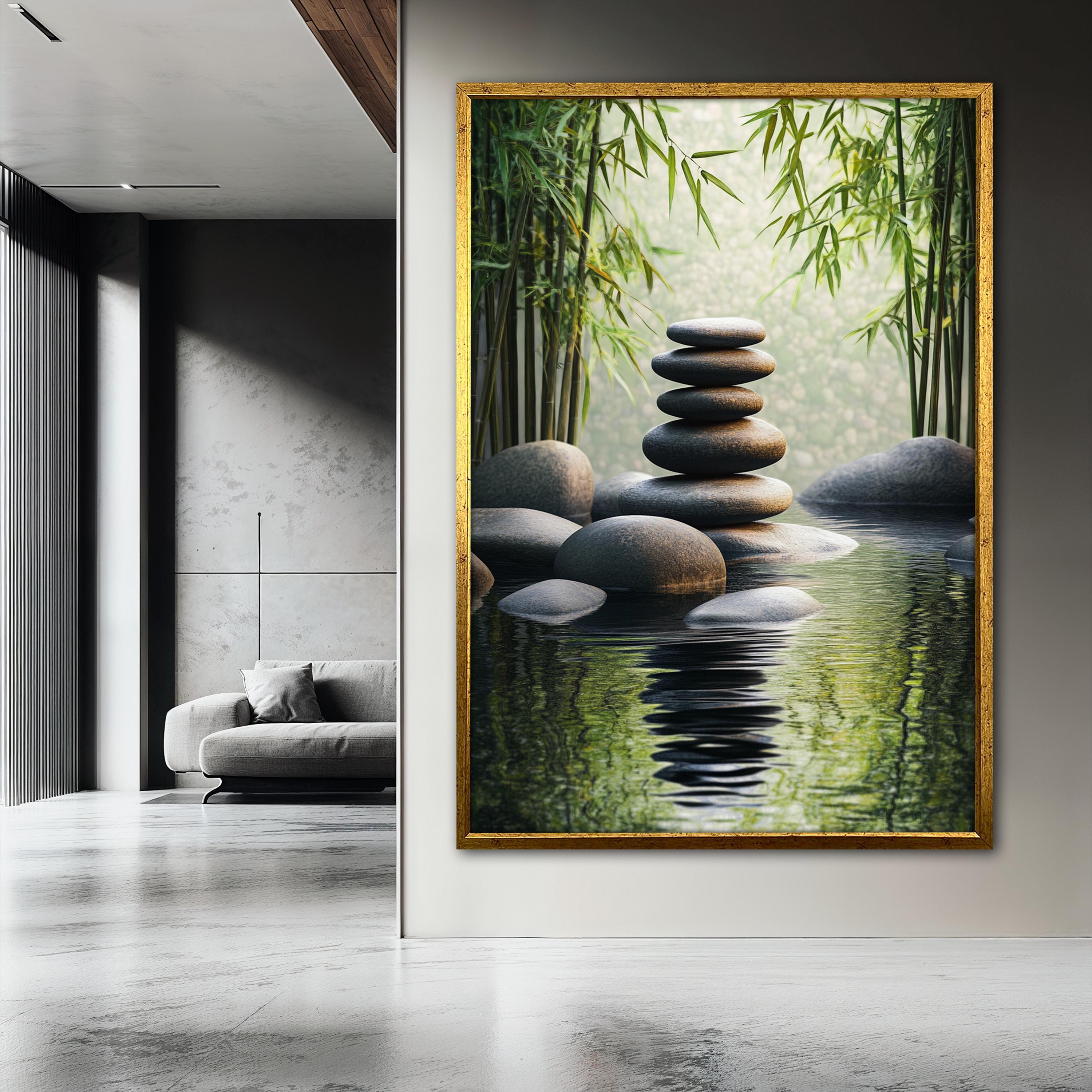 Zen Stones Canvas Painting, Tranquil Nature Wall Art, Spa Decor for ...
