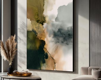 Earth Tone Abstract Canvas Wall Art, Modern Neutral Watercolor Painting, Contemporary Home Decor, Nature Canvas