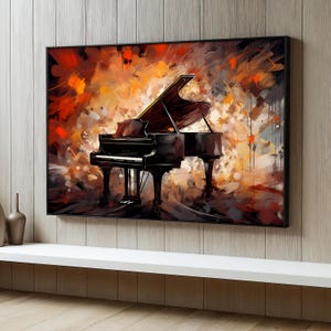 Grand Piano Canvas Painting, Abstract Music Wall Art, Elegant Piano Decor With Warm Colors, Living Room Decor, Perfect Gift for Music Lovers