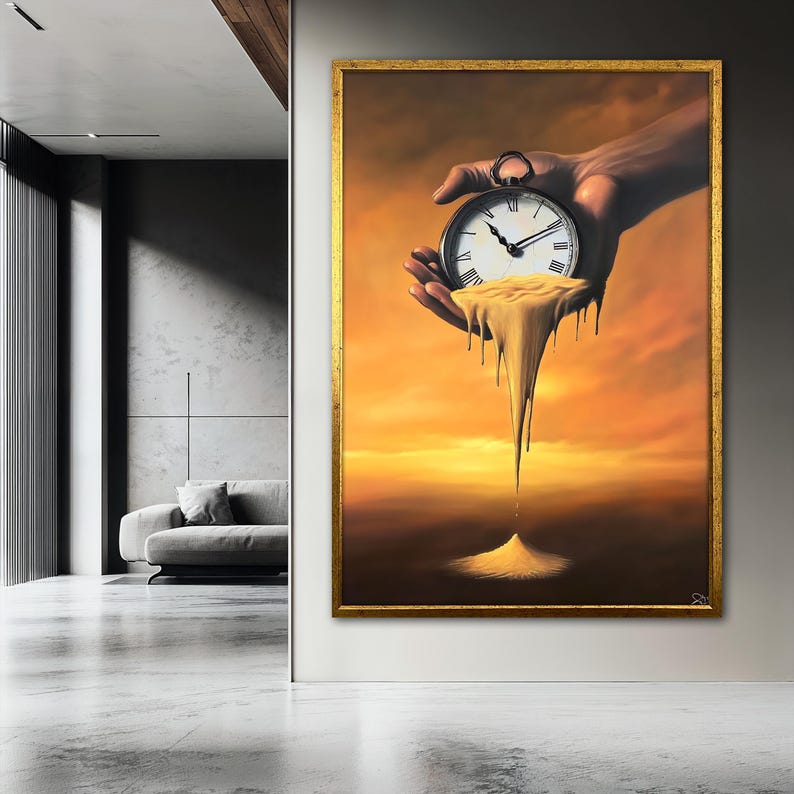 Melting Clock Canvas Painting, Salvador Dali Surreal Wall Art, Famous ...