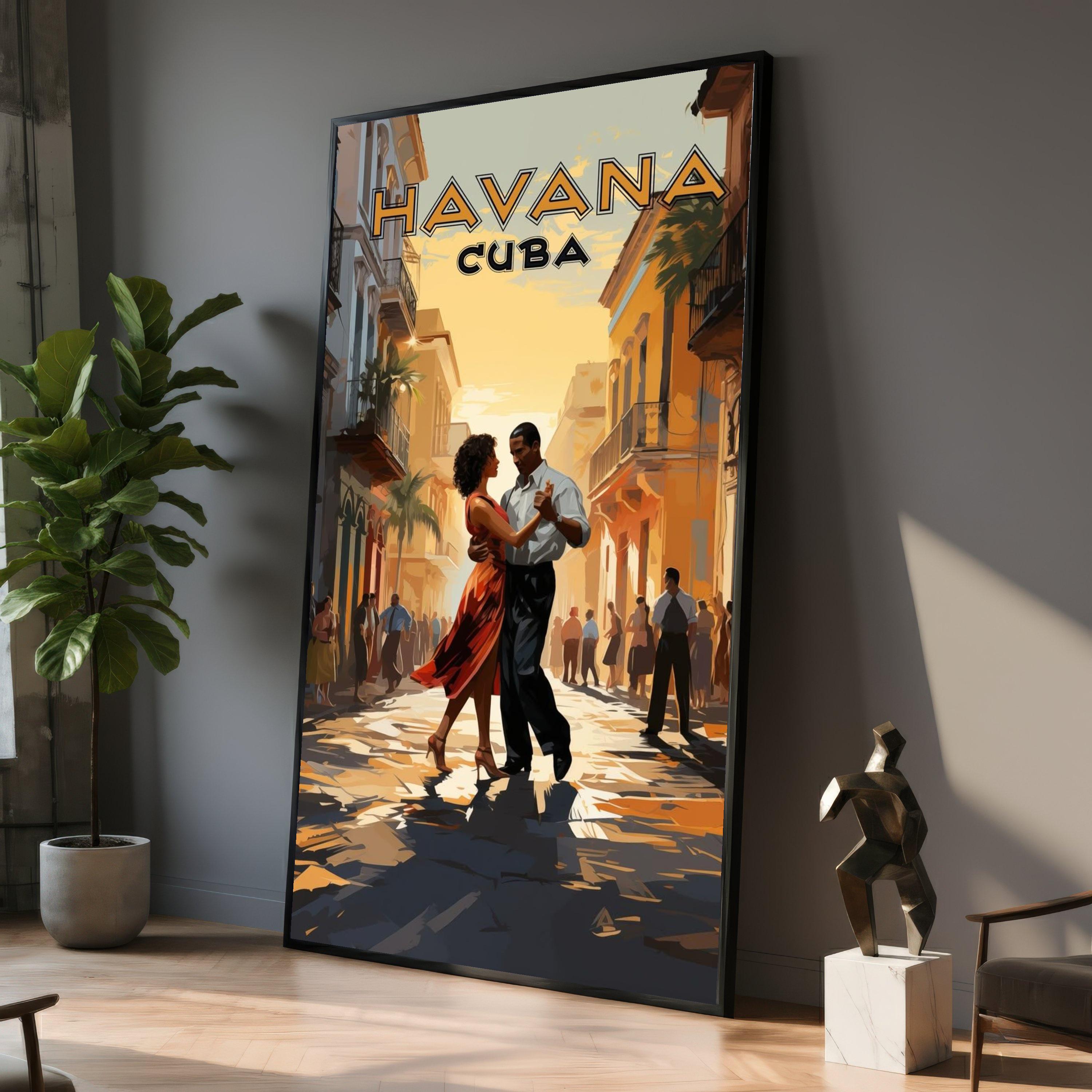 Havana Cuba Dancing Couple Canvas, Romantic Street Scene Wall Art