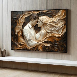 Romantisches Paar Leinwanddruck, Intime, Moderne Kunst für Schlafzimmer, Romantische Leinwand, Elegante Wand Kunst, Emotionale Liebe Kunstwerk, Geschenkidee