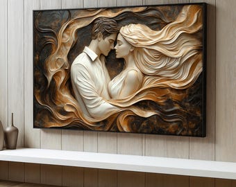 Romantic Couple Canvas Print, Intimate Modern Wall Art for Bedroom, Romantic Canvas, Elegant Wall Print, Emotional Love Artwork, Gift Idea