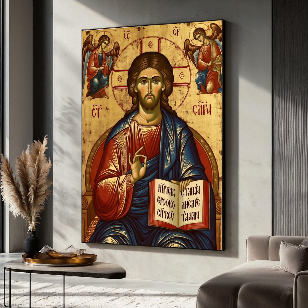 Jesus Christ Icon Canvas Wall Art, Religious Christian Canvas, Orthodox ...