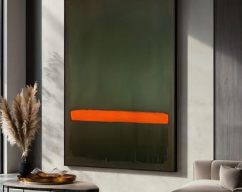 Mark Rothko No.15 1964 Canvas Painting, Two Greens and Red Stripe