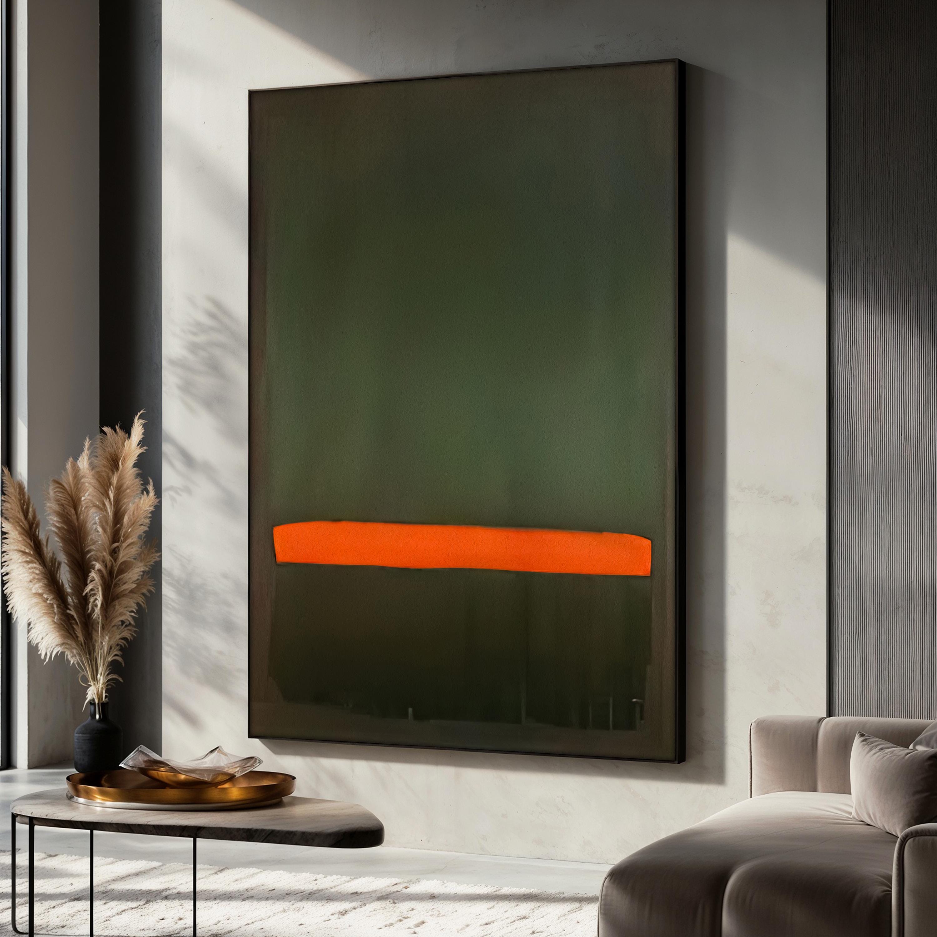 Mark Rothko No.15 1964 Canvas Painting, Two Greens and Red Stripe