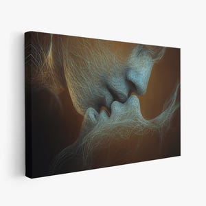 Romantic Kiss Canvas Painting, Abstract Couple Wall Art, Romantic Wall Print, Love Art, Intimate Modern Decor for Bedroom, Elegant Art Gift image 6