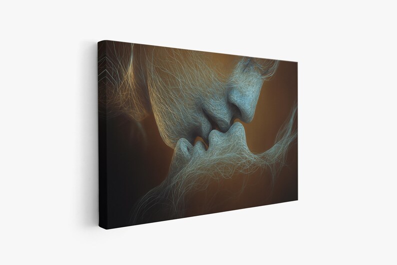 Romantic Kiss Canvas Painting, Abstract Couple Wall Art, Romantic Wall Print, Love Art, Intimate Modern Decor for Bedroom, Elegant Art Gift image 6