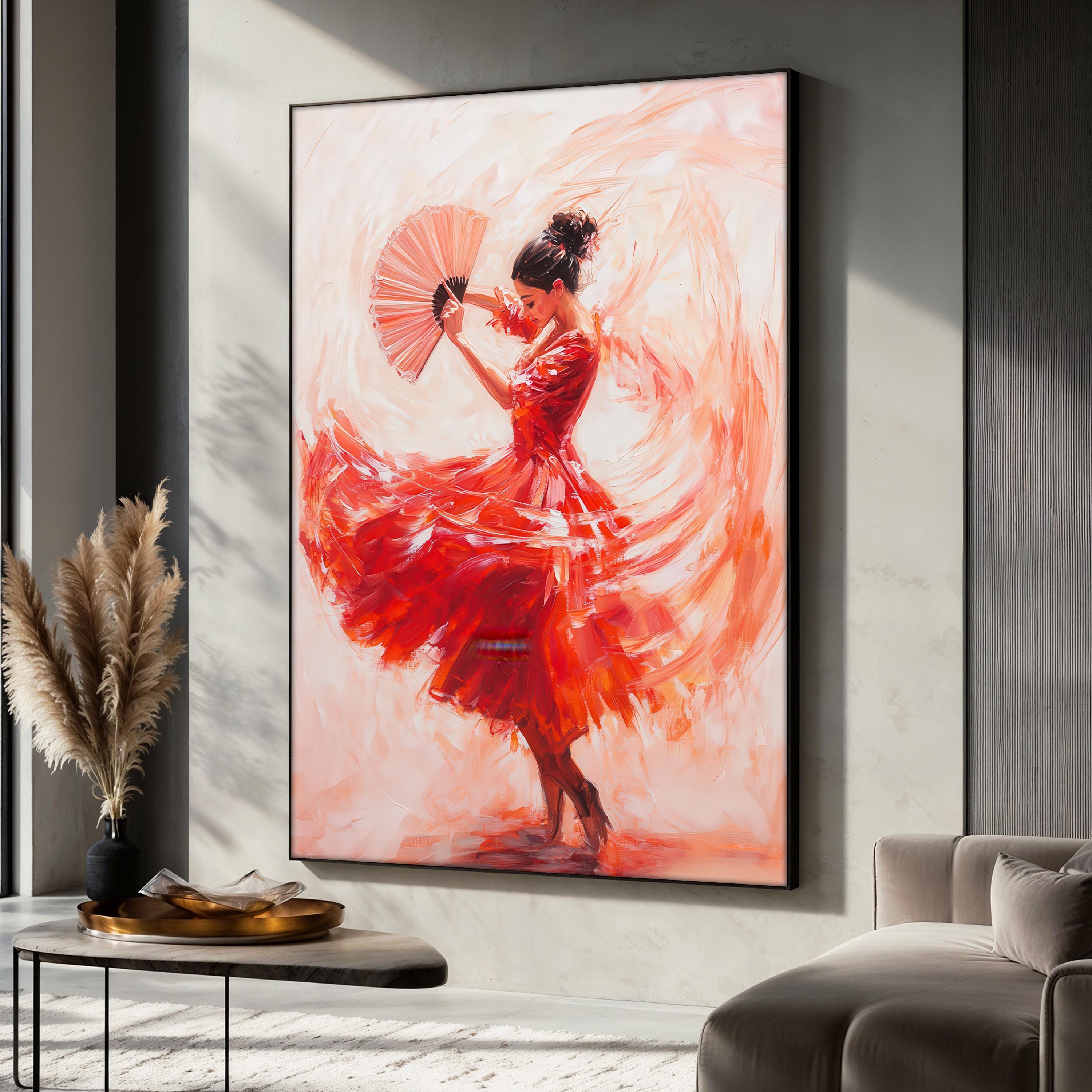 Flamenco Dancer Canvas Painting, Red Dress Wall Art for Living Room,  Spanish Dance Gift for Her, Bold Elegant Home Decor - Etsy