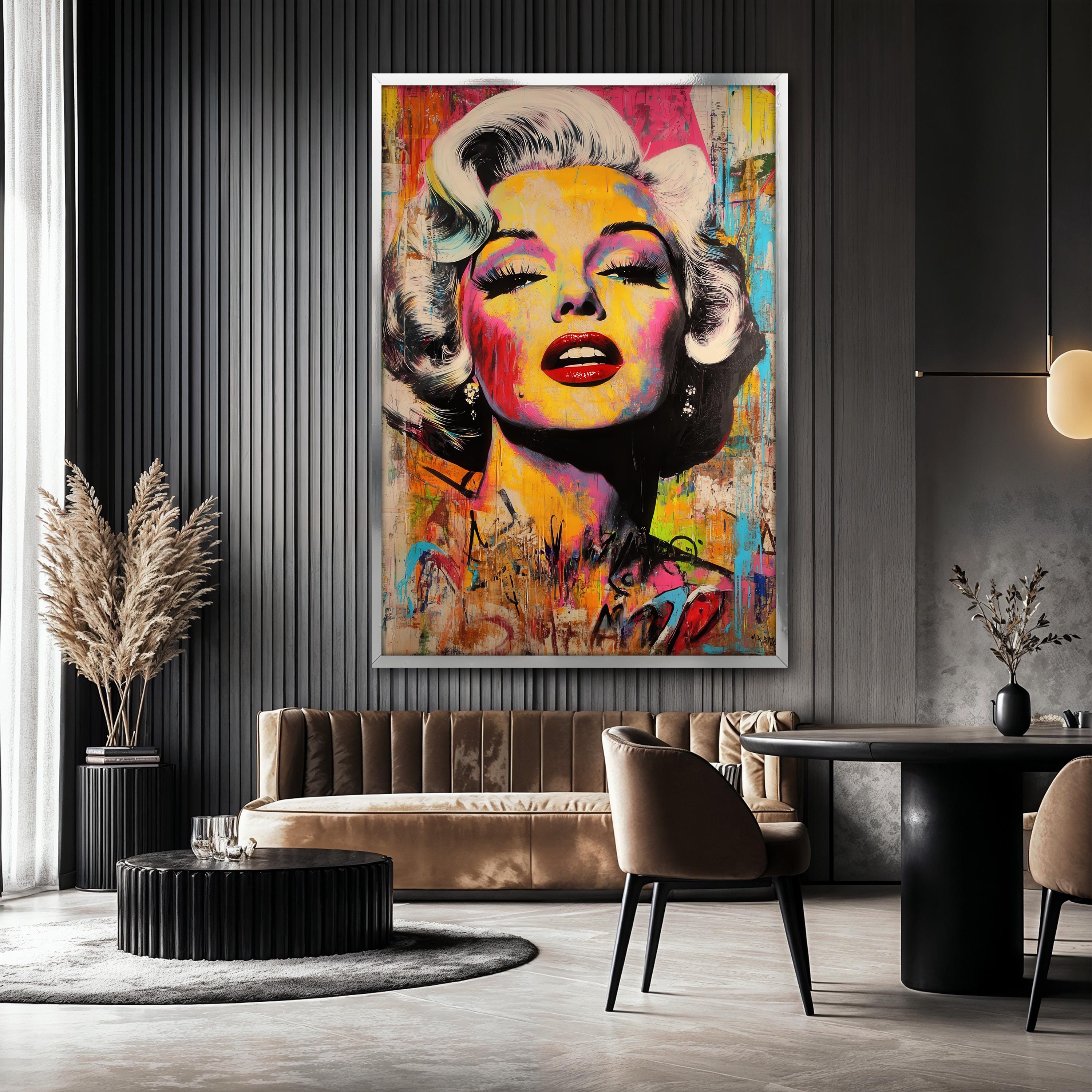 Marilyn Monroe Pop Art Canvas Painting, Colorful Celebrity Wall Decor ...