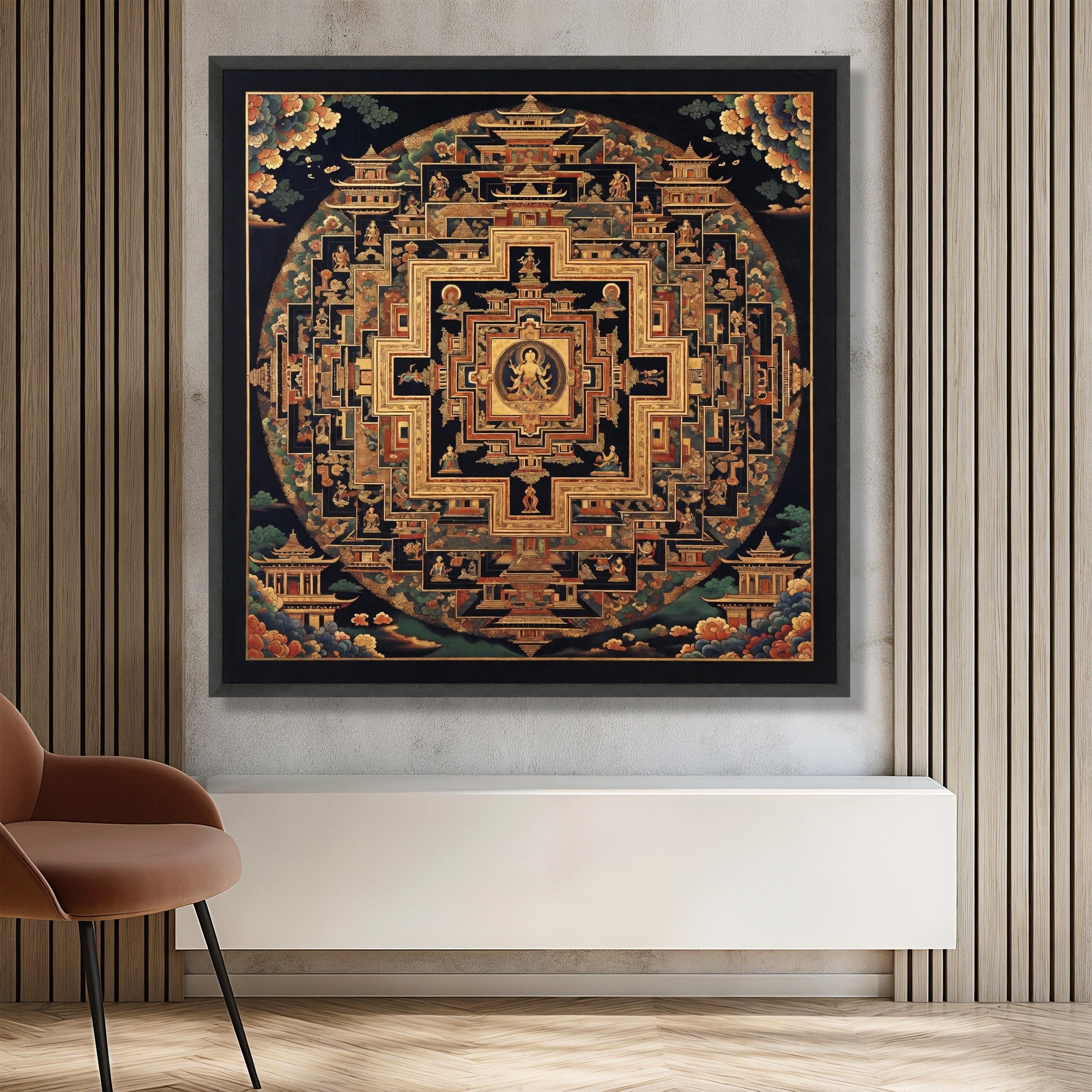 Intricate Tibetan Buddhist Mandala Canvas, Spiritual Sacred Geometry ...