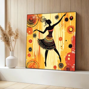 African Dance Canvas Painting, Tribal Woman Wall Art, Ethnic Wall Decor, Boho Vibes Artwork, Cultural Expression Canvas, Art Gift