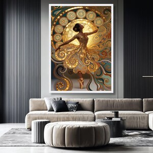 Gustav Klimt Golden Dancer Canvas Wall Art, Elegant Ballet Figure, Art Nouveau Style, Decorative Home Canvas Painting image 5