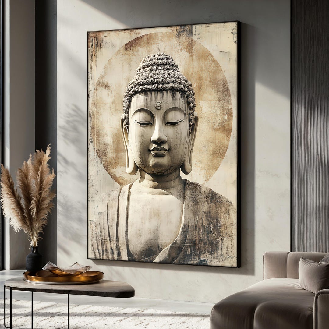 Serene Buddha Canvas Painting, Zen Buddha Wall Art, Spiritual Asian ...