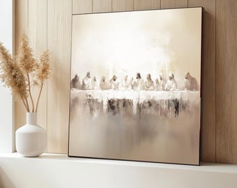 Het laatste avondmaal canvas muurkunst, religieus christelijk schilderij, spiritueel huisdecor, elegant canvas, klaar om op te hangen kunst, religieus cadeau