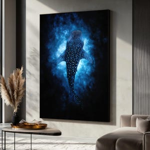 Walhai Leinwand Gemälde, Tiefsee Tier Wandkunst, Unterwasser Ozean Dekor für Haus oder Büro, Walhai Poster, Geschenk für Ozean-Liebhaber