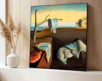 The Persistence Of Memory Canvas Painting By Salvador Dali, Surreal Melting Clock Wall Art, Abstract Poster, Offfice Decor, Perfect Gift