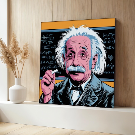 版画 roamcouch Einstein Einstein Canvas Painting, Colorful Pop Art Wall Decor, Genius